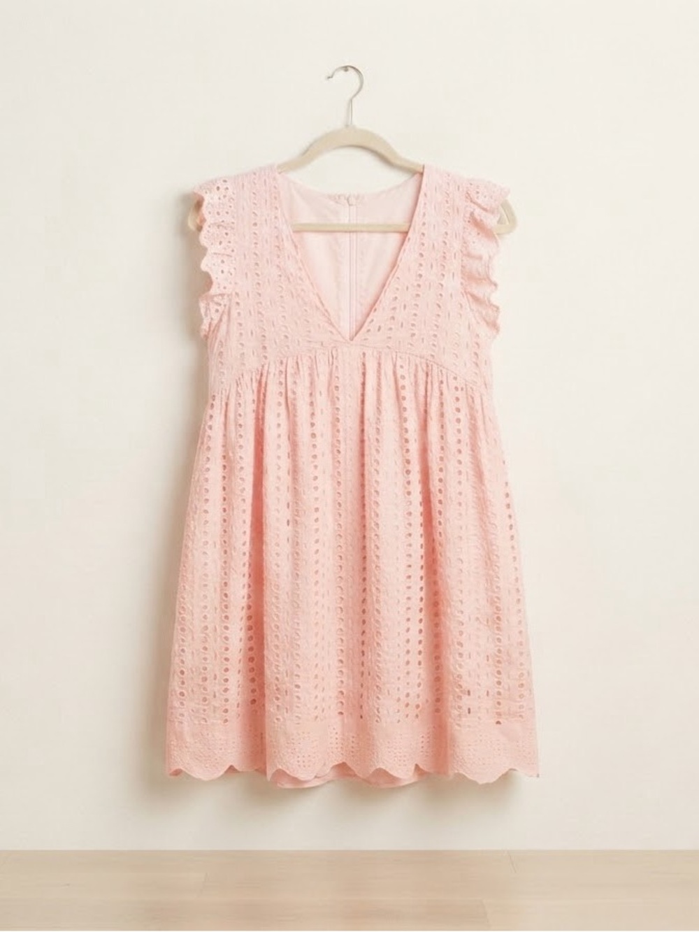 Pink Eyelet Ruffle Babydoll Romper Dress Size S